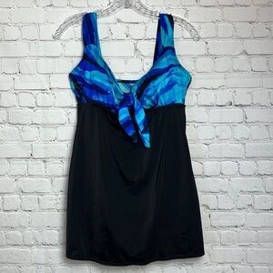 Inches Away for Longitude Swim Graphic Tie Front Swim Dress